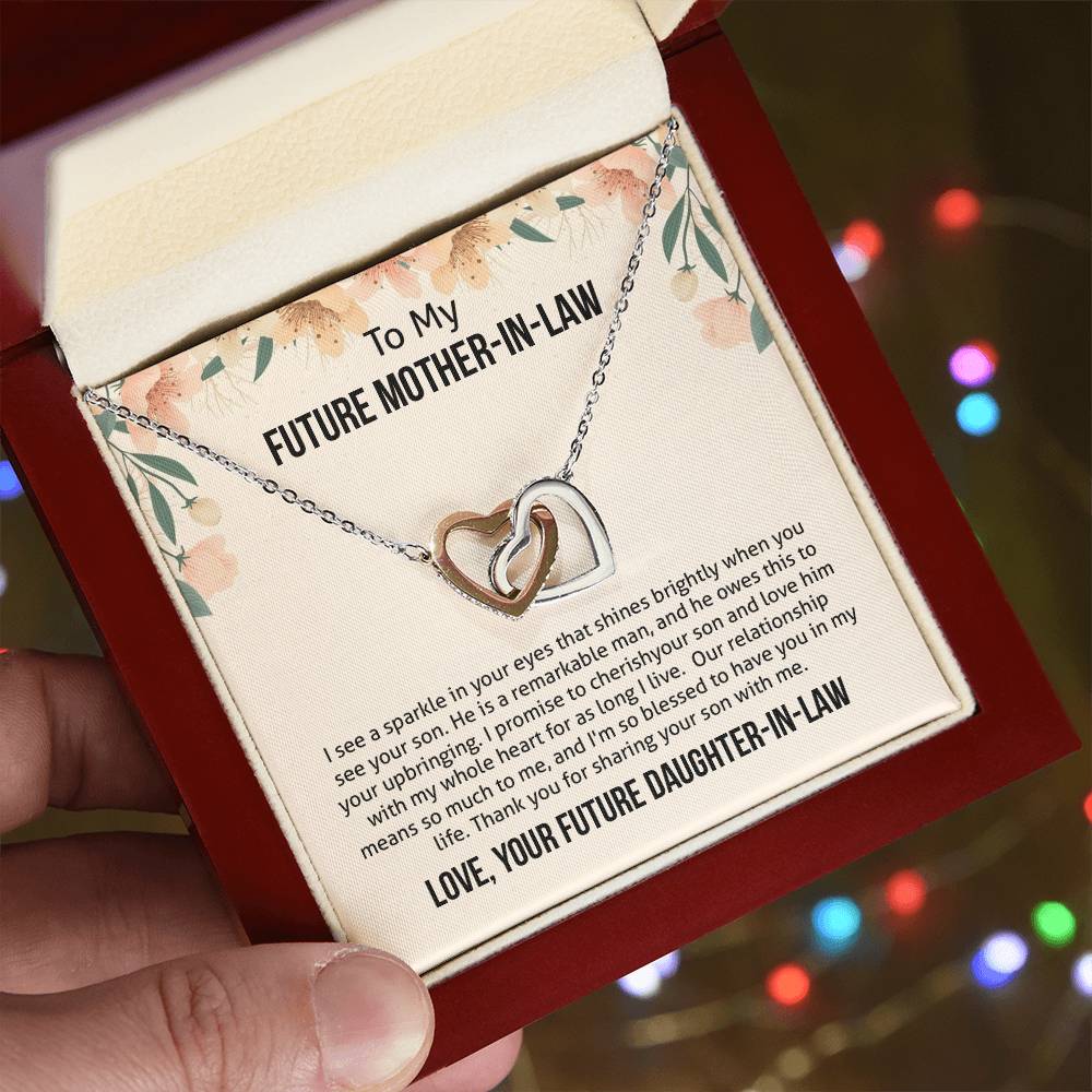To My Future Mother-In-Law - Blessed To Have You Interlocking Hearts Necklace