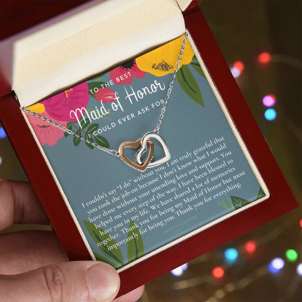 Maid Of Honor Thank You Gift From Bride Bridesmaid Gift Maid Of Honor Gift Necklace Matron Of Honor Gift Thank You Gift From Bride Interlocking Hearts Necklace
