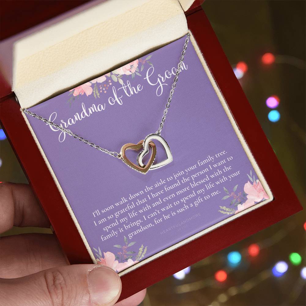 Grandmother Of The Groom Gift Necklace Grandma Wedding Gift Nana Bridal Shower Rehearsal Dinner Thank You Gift Interlocking Hearts Necklace