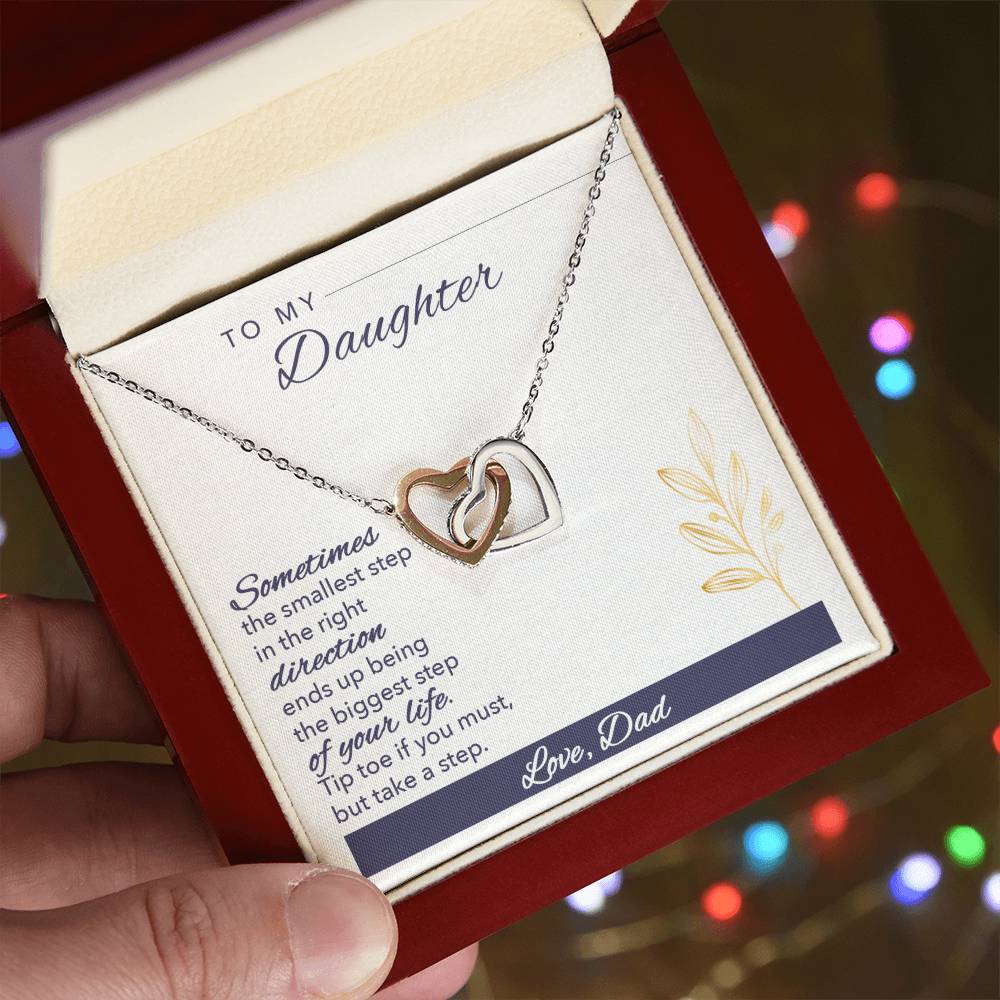 To My Daughter From Dad Interlocking Hearts Necklace Father To Daughter Gift Birthday Gift To Daughter From Dad Daughter Necklace