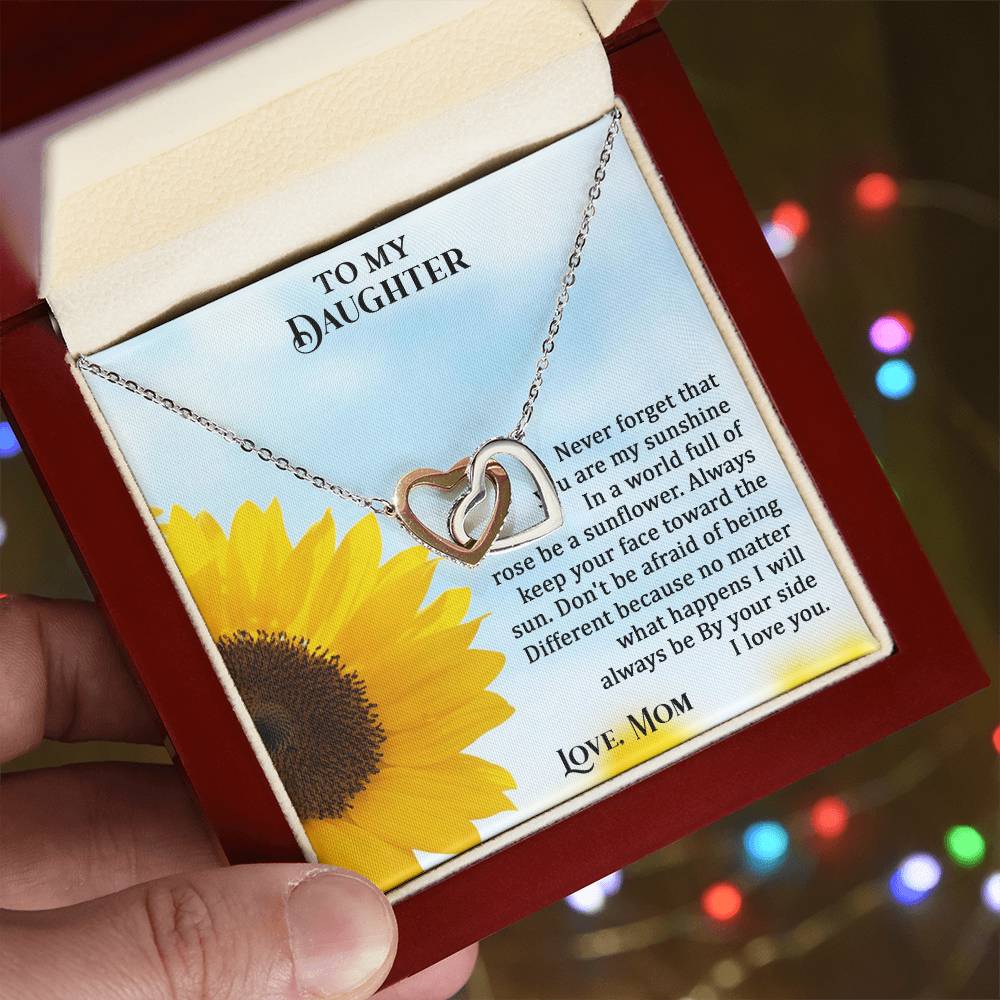 To My Daughter - No Matter What I Will Always Be By Your Side - Necklace Interlocking Hearts Necklace