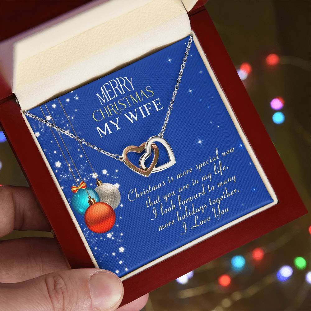 To My Wife - Merry Christmas - Tmw31 Interlocking Hearts Necklace
