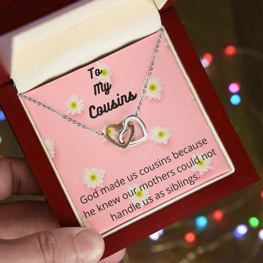 To My Cousins - Interlocking Heart Necklace - Cousin Gift Family Gift Cousin Necklace Meaningful Gift Giftable Jewelry Gift For Women Interlocking Hearts Necklace
