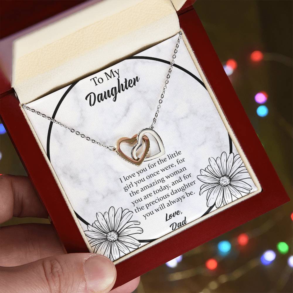 To My Daughter I Love You For The - Love Dad Interlocking Hearts Necklace