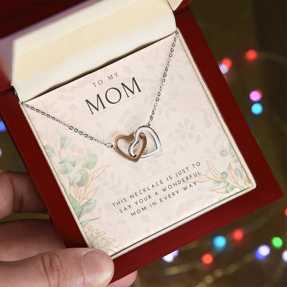 To My Mom Interlocked Heart Necklace Interlocking Hearts Necklace