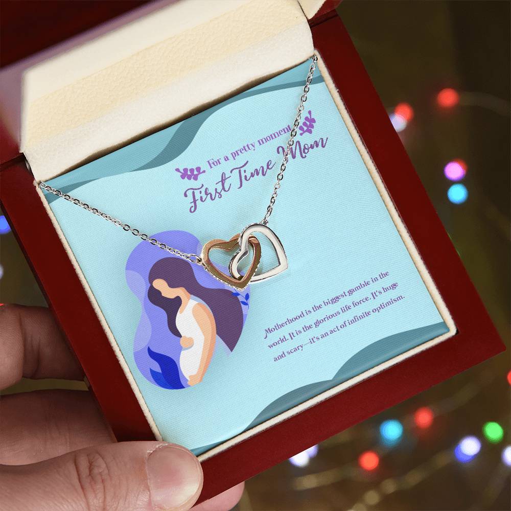 To My Mom The First Time Mommy Mother'S Day Mommy To Be Gift Pregnant Necklace Interlocking Hearts Necklace