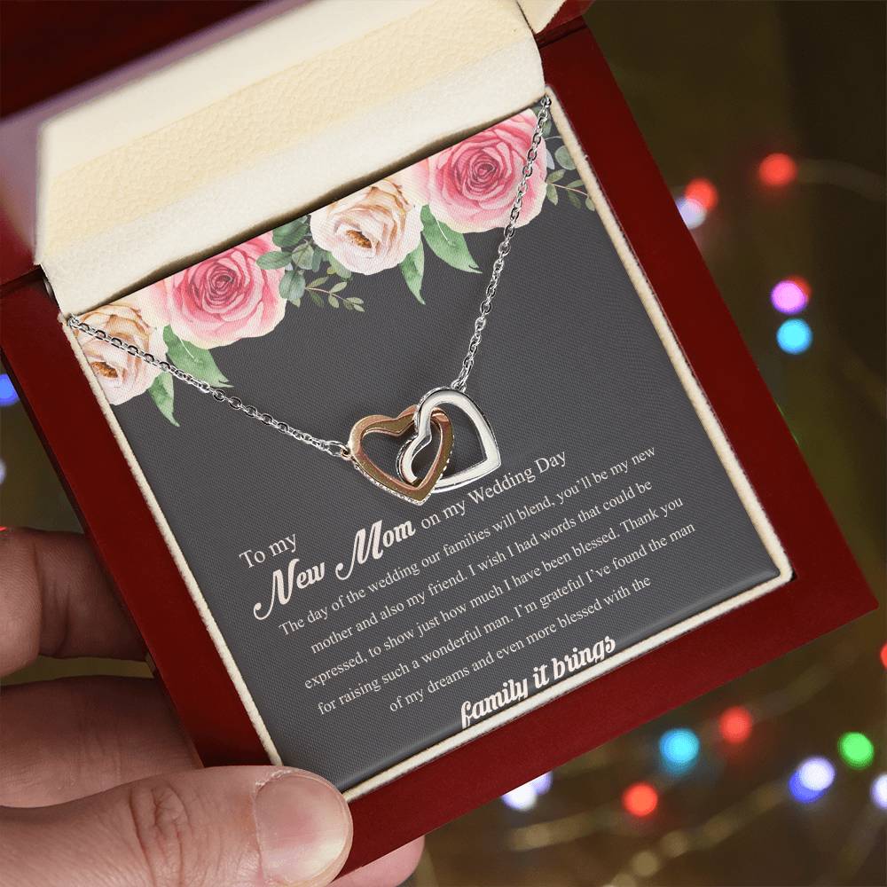 To My New Mom On My Wedding Day Interlocking Hearts Necklace