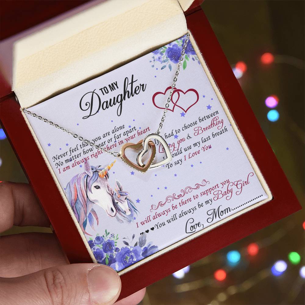 To My Daughter Interlocking Hearts Necklace Message Card