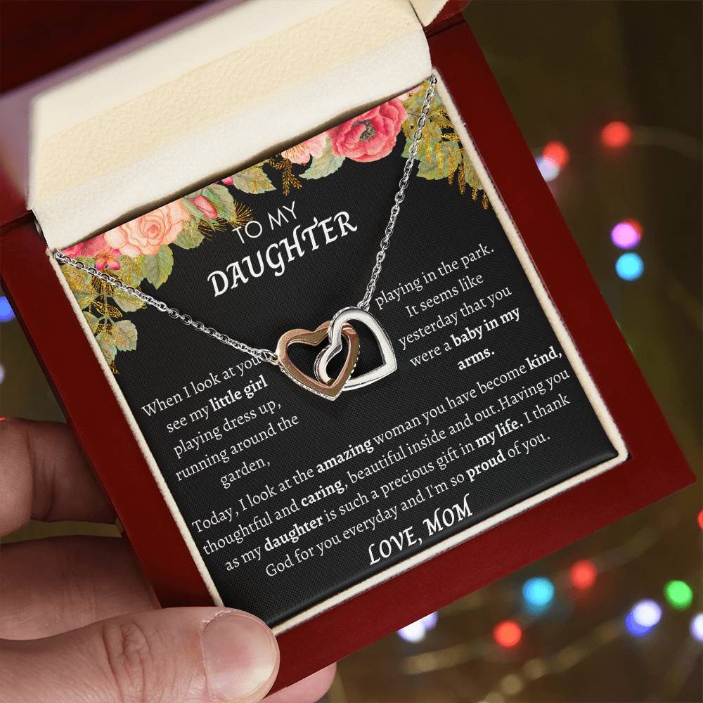 To My Daughter Interlocking Hearts Necklace