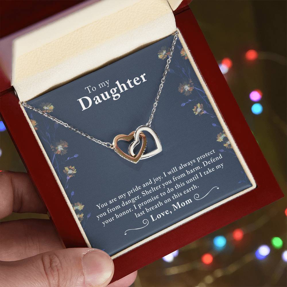 To My Daughter Interlocking Hearts Necklace Message Card