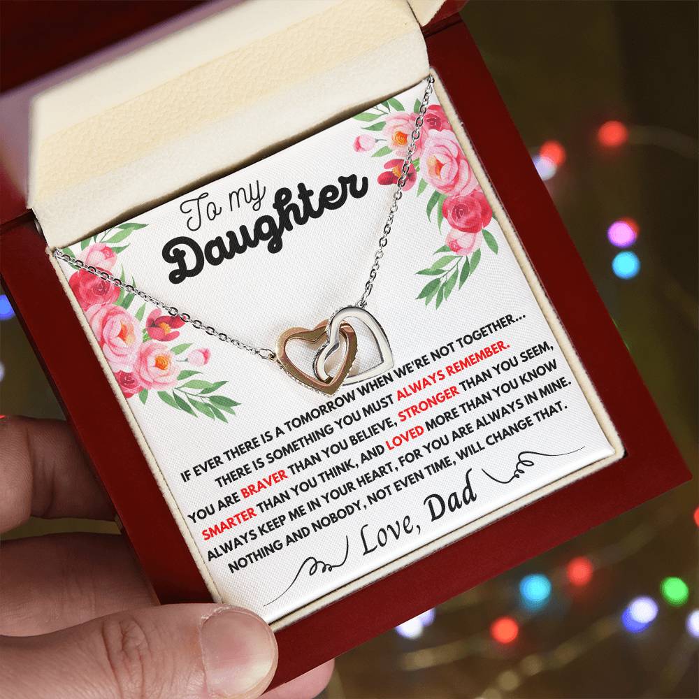 To My Daughter - My Love Is Forever Dad - Necklace Interlocking Hearts Necklace