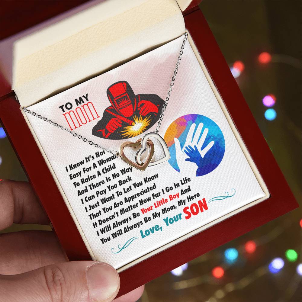 Welder'S Mom - Interlocking Heart Necklace Interlocking Hearts Necklace