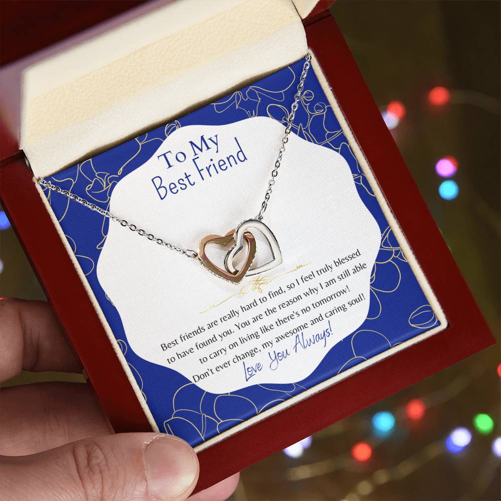 To My Best Friend Interlocking Hearts Necklace