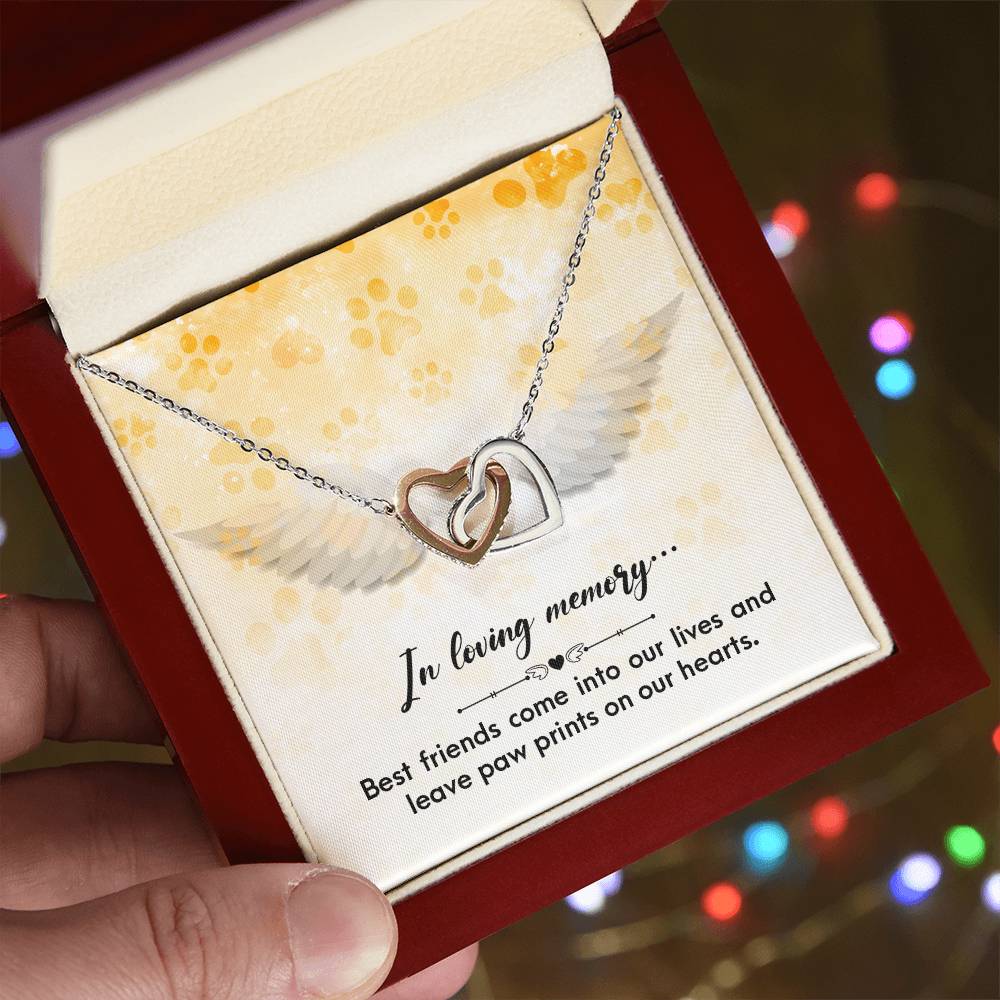 Heart Necklace In Loving Memory Sympathy Gift Pet Loss Dog Memorial Gift Cat Loss Memorial Gifts For Pets Necklace Remembrance Gift Interlocking Hearts Necklace