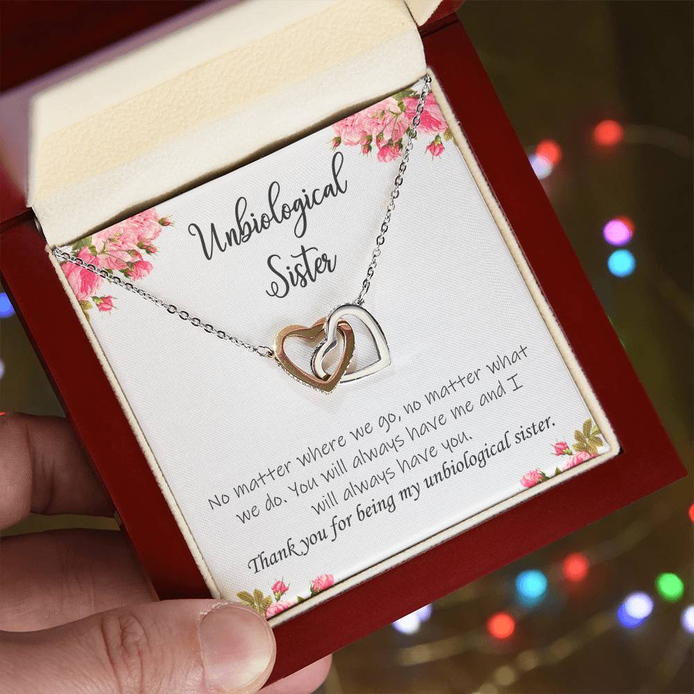 Unbiological Sister Necklace Soul Sister Sorority Sister Sister In Law Necklace Interlocking Hearts Necklace