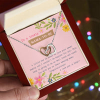 Mama To Be Interlocking Hearts Necklace Pink Floral Baby Shower