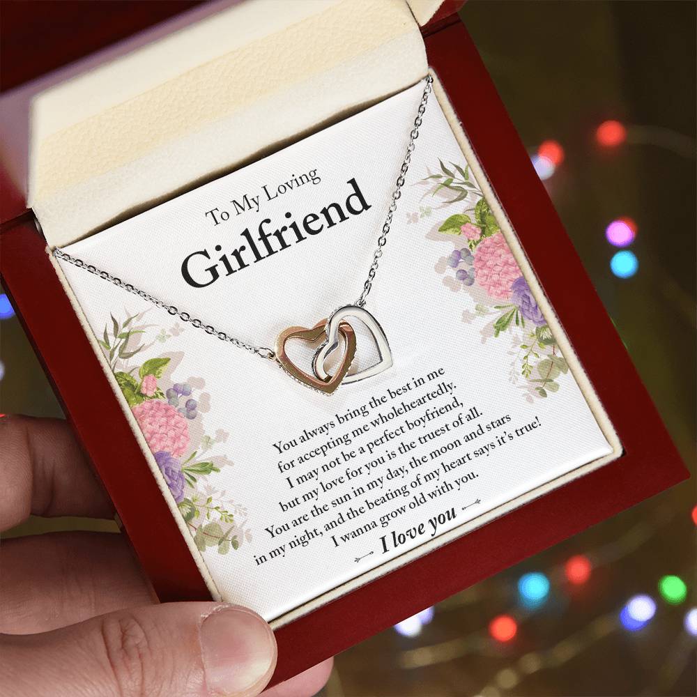 To My Loving Girlfriend - Interlocking Heart Pendant Necklace Interlocking Hearts Necklace