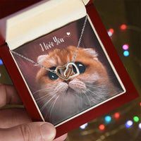I Love You Cute Gift - Kitten Hearts Necklace Interlocking Hearts Necklace