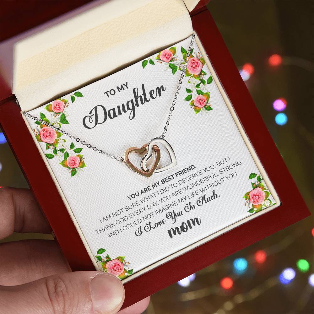 To My Daughter - I Love You So Much Necklace Interlocking Hearts Necklace