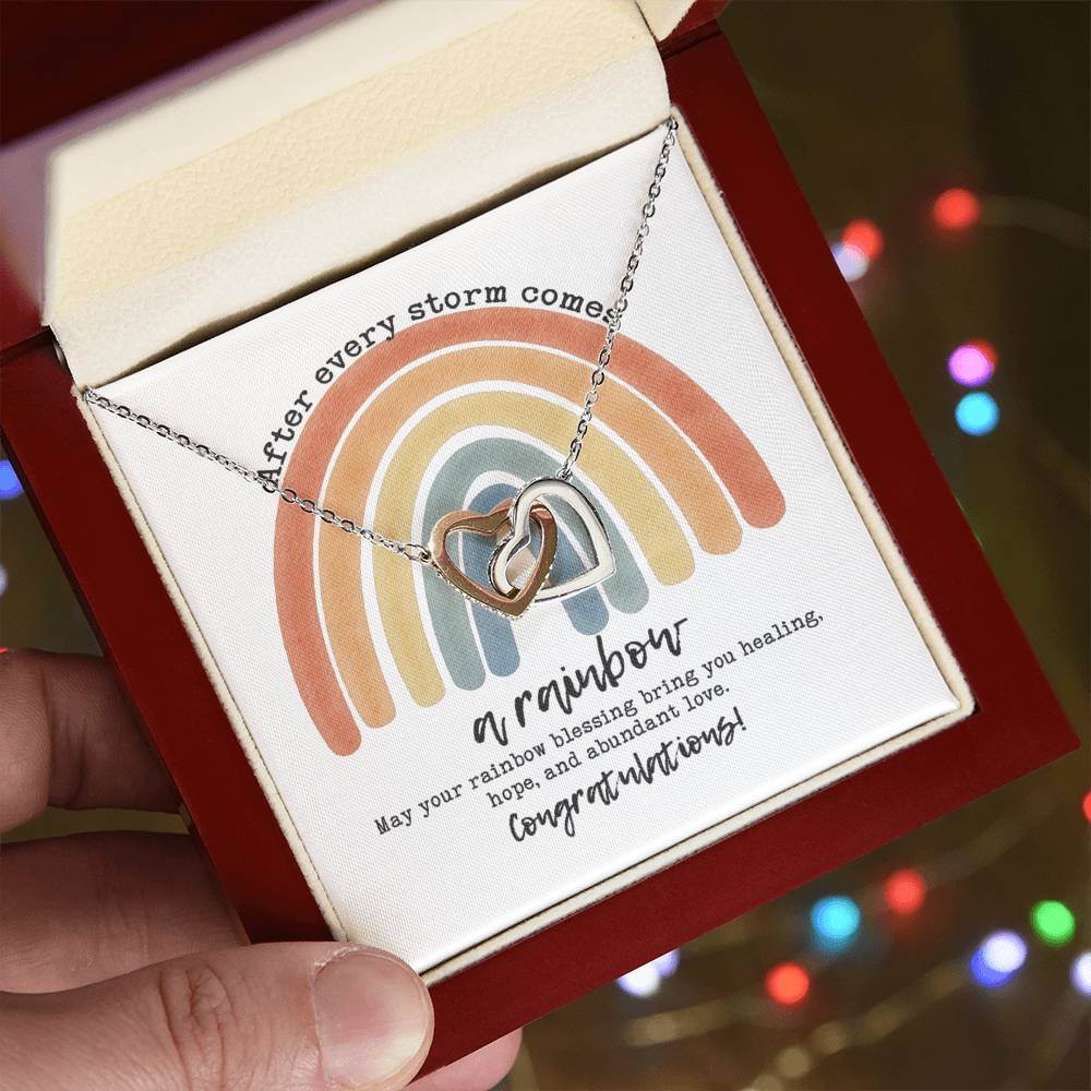 After Every Storm Comes A Rainbow Necklace Interlocking Hearts Necklace