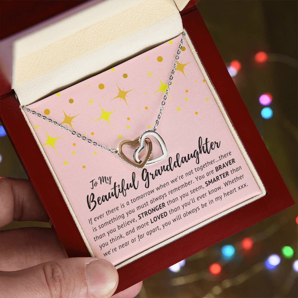 To My Beautiful Granddaughter - Interlocking Hearts Necklace [Soq4-26]