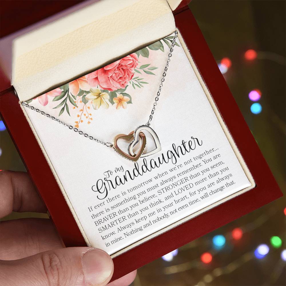 Gift For Granddaughter - To My Beautiful Granddaughter - Double Hearts Necklace - I Love You Interlocking Hearts Necklace