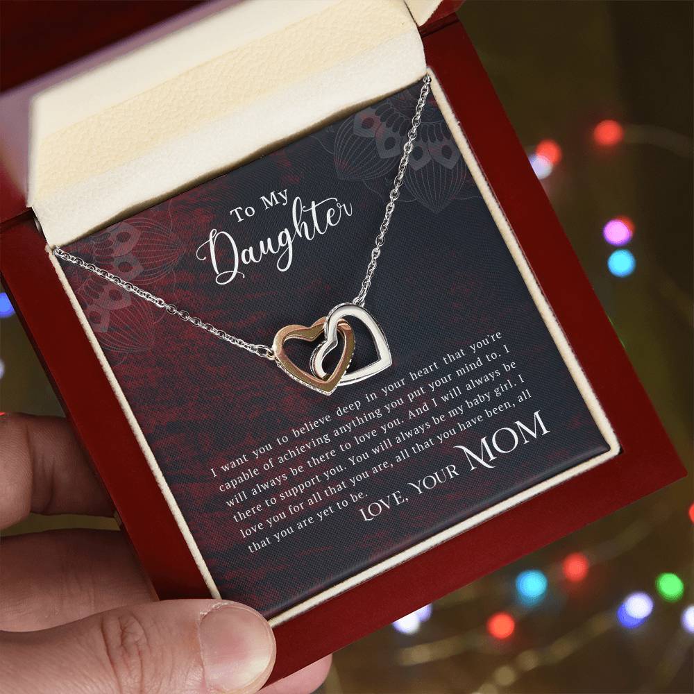 Collection Daughter - You Are Capable Of Achieving Anything Interlocking Hearts Necklace