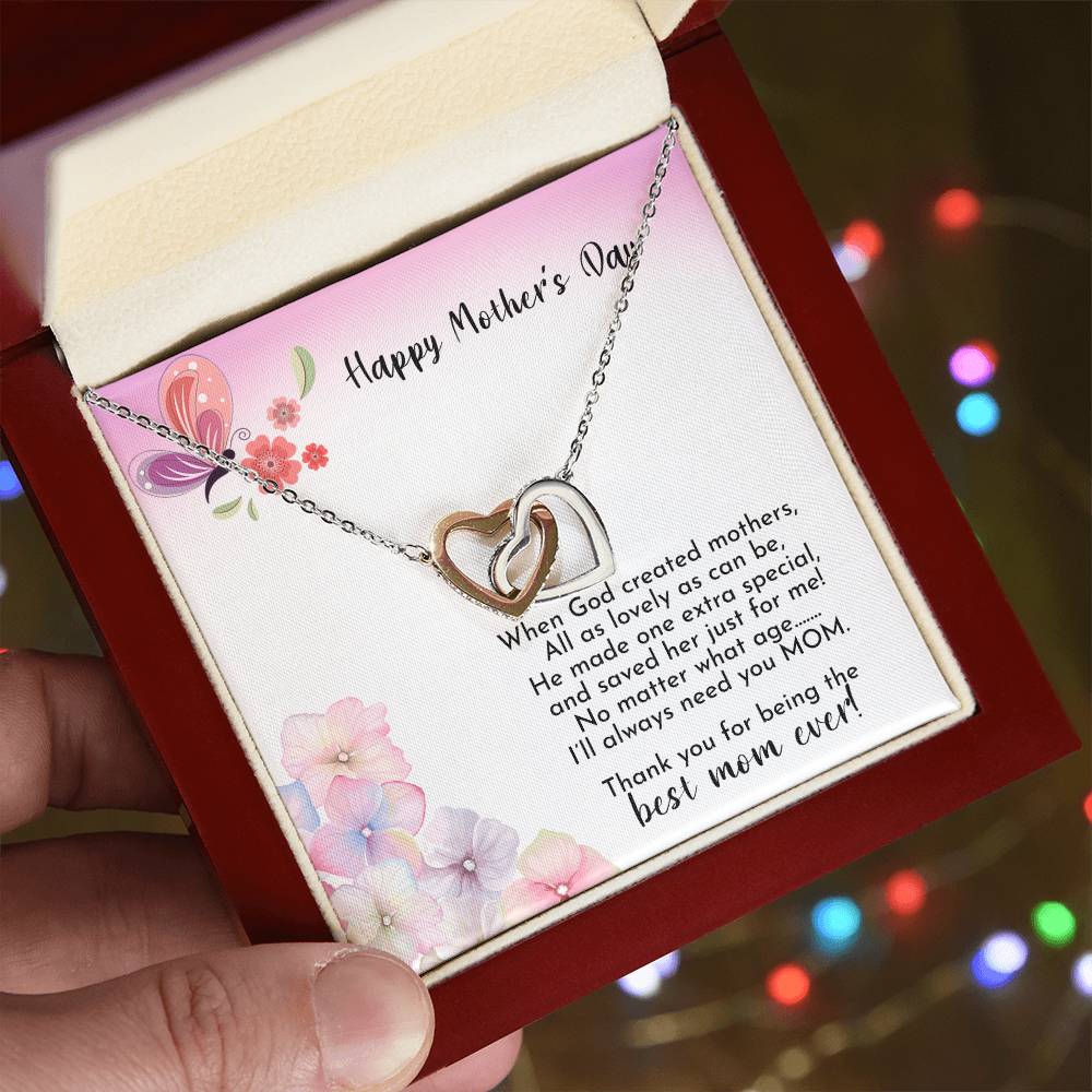 Happy Mother'S Day - Best Mom Ever - Necklace Interlocking Hearts Necklace
