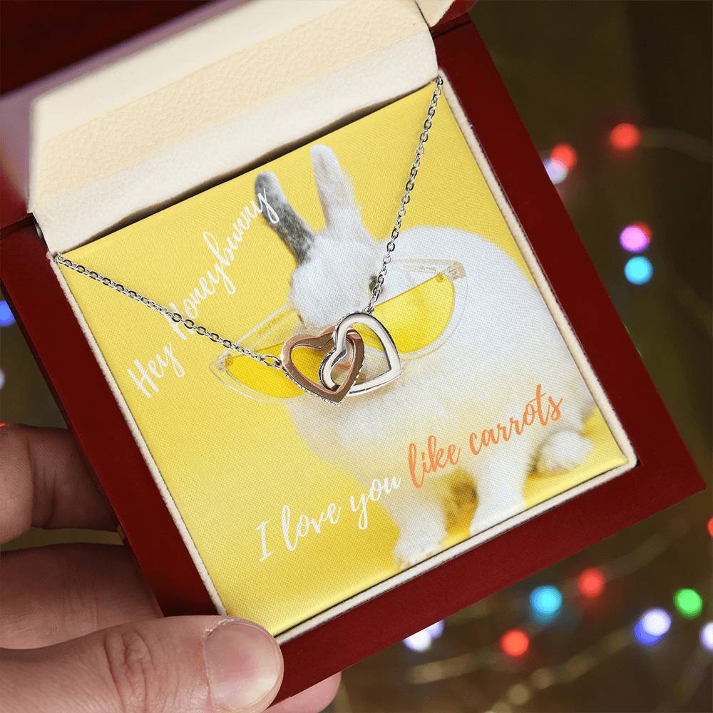 Heart Necklace Rabbit Bunny Carrots I Love You The Perfect Gift For Your Wife Future Wife Girlfriend Stepmom Mom Bff Interlocking Hearts Necklace