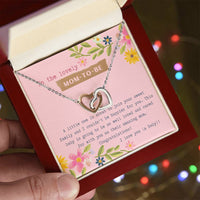 Mom To Be Interlocking Hearts Necklace Pink Floral Baby Shower