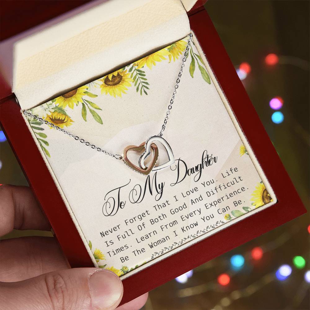 To My Daughter Interlocking Hearts Necklace Message Card