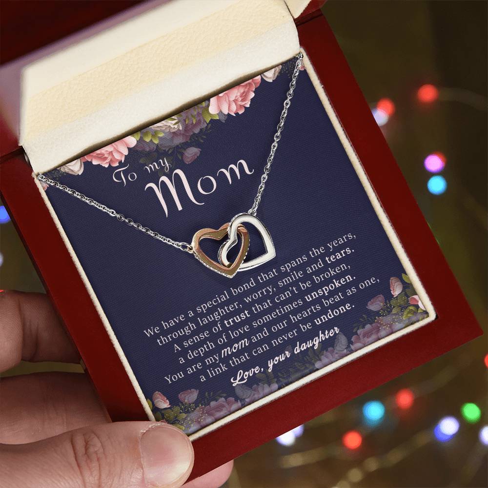 To My Mom Gift For Mother'S Day Interlocking Hearts Necklace