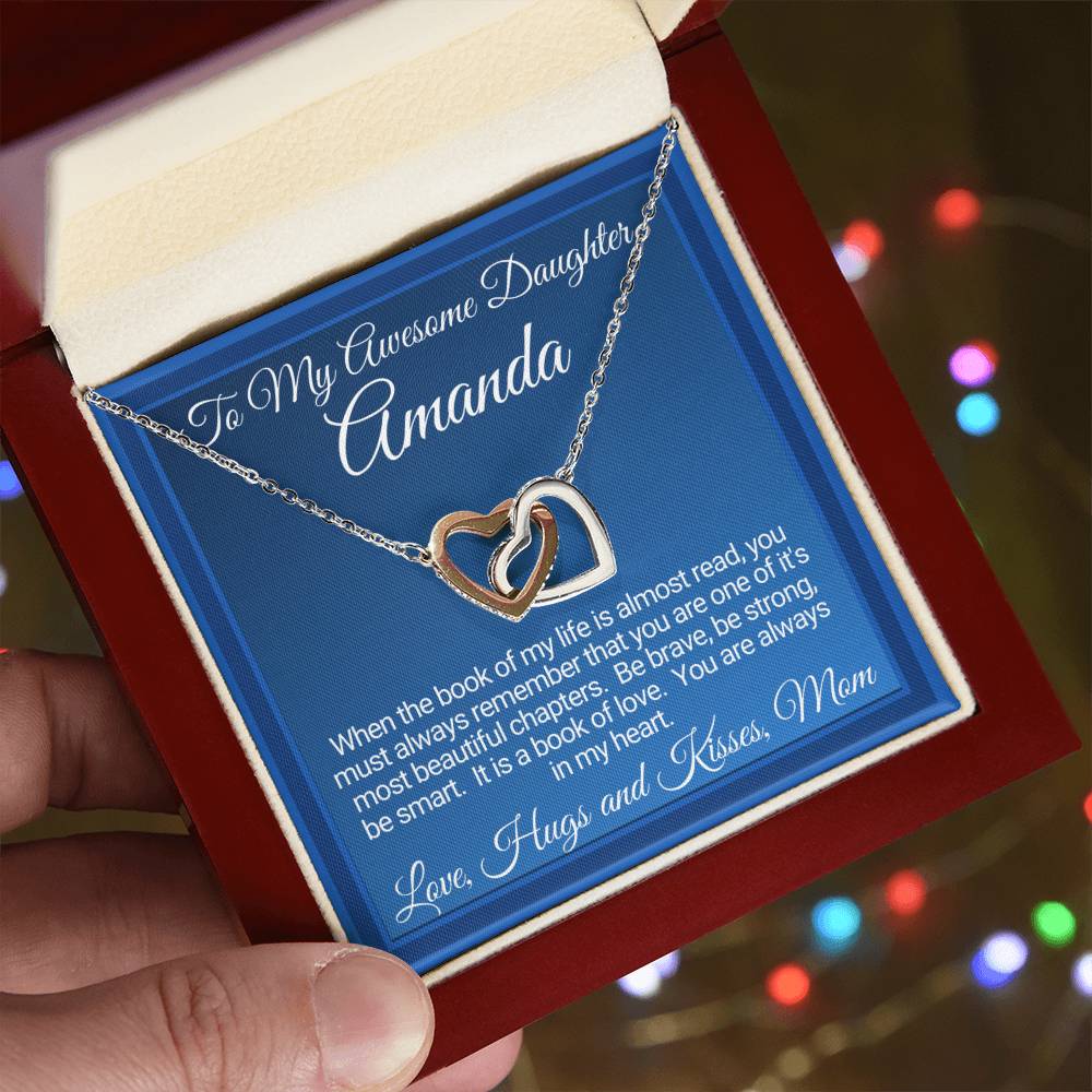 Personalized Gift For Awesome Daughter From Mom Interlocking Hearts Necklace