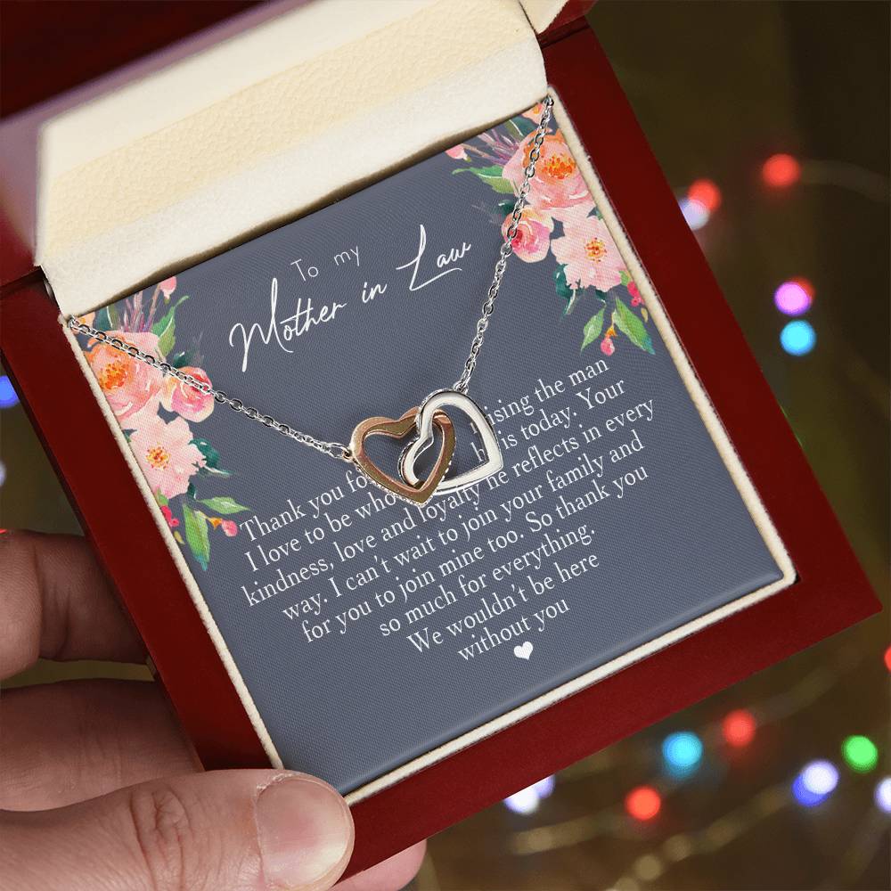 To My Mother In Law Thank You For Raising The Man I Love Heart Necklace Interlocking Hearts Necklace