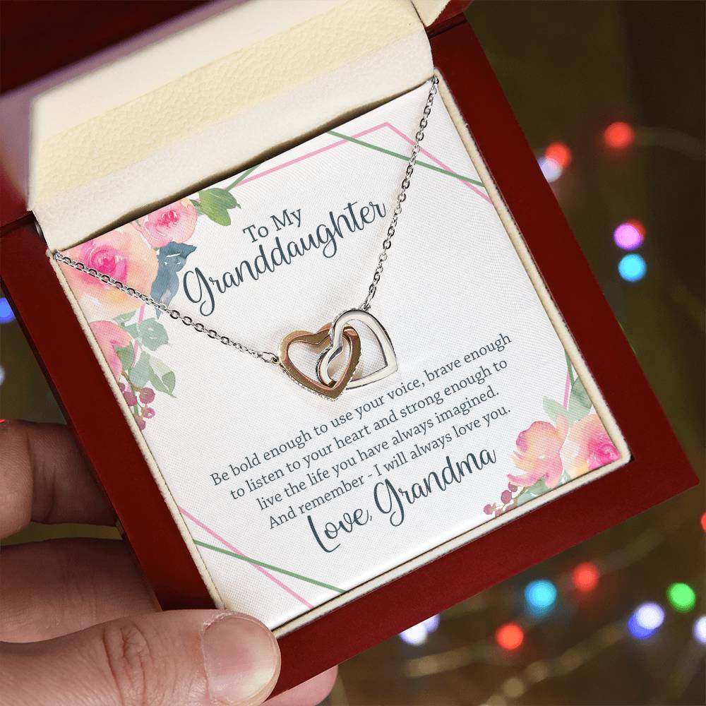 To My Granddaughter - Interlocking Hearts Necklace