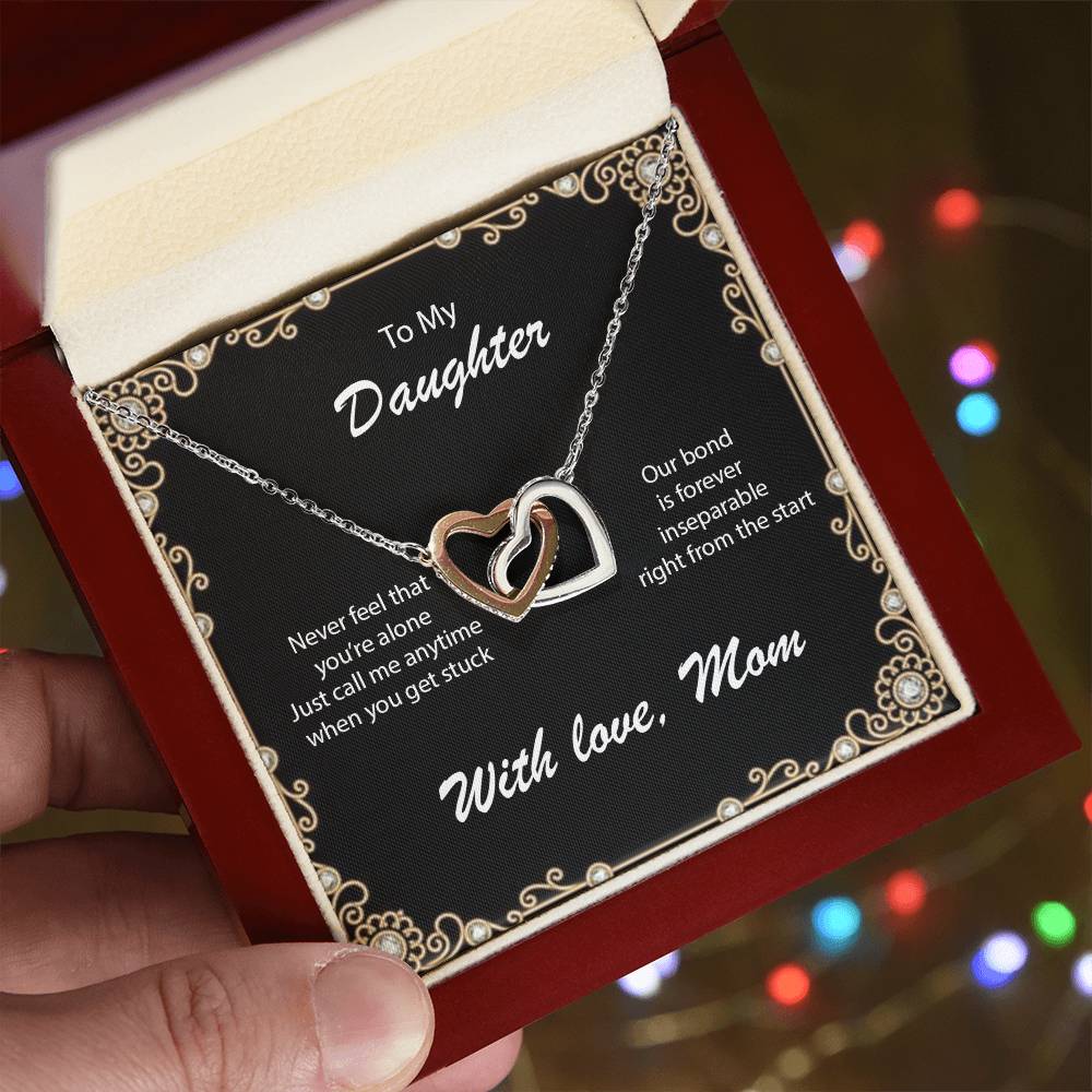 Necklace For Daughter To Call Mom When Stuck Interlocking Hearts Necklace