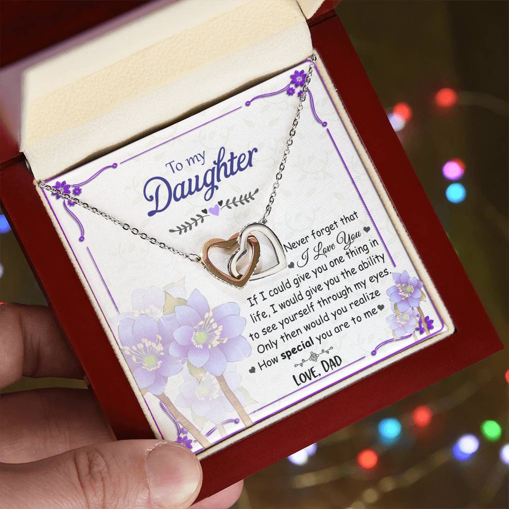 To My Daughter - Never Forget - Interlocked Hearts Necklace Interlocking Hearts Necklace