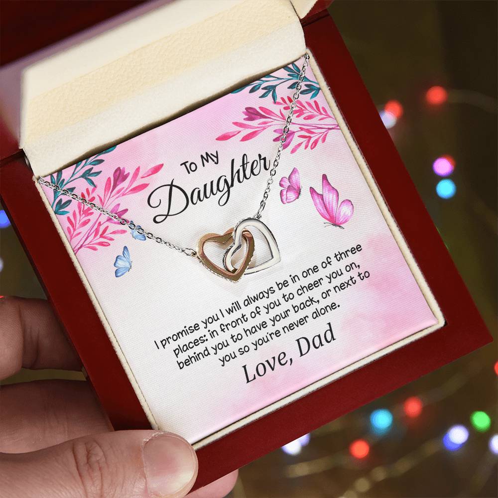 To My Daughter Your Never Alone Interlocking Hearts Necklace Love Dad