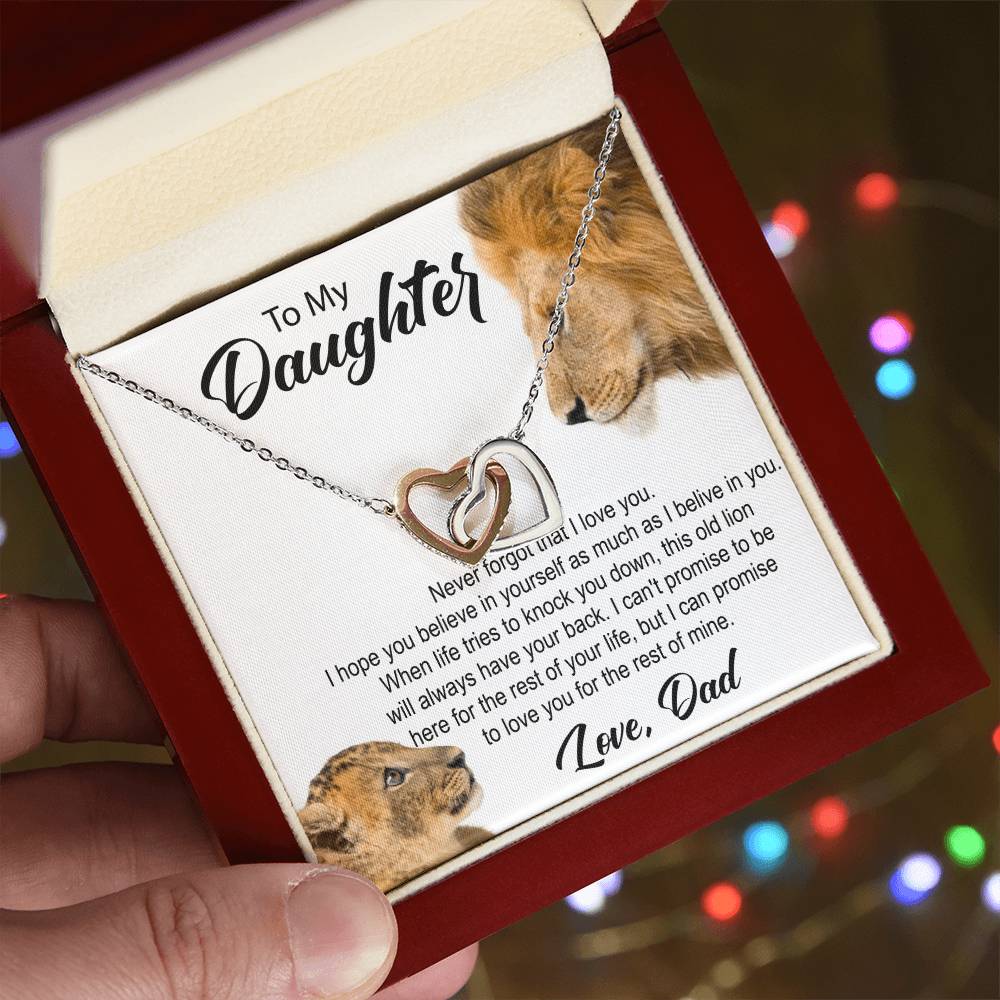 To My Daughter. Interlocking Hearts Necklace