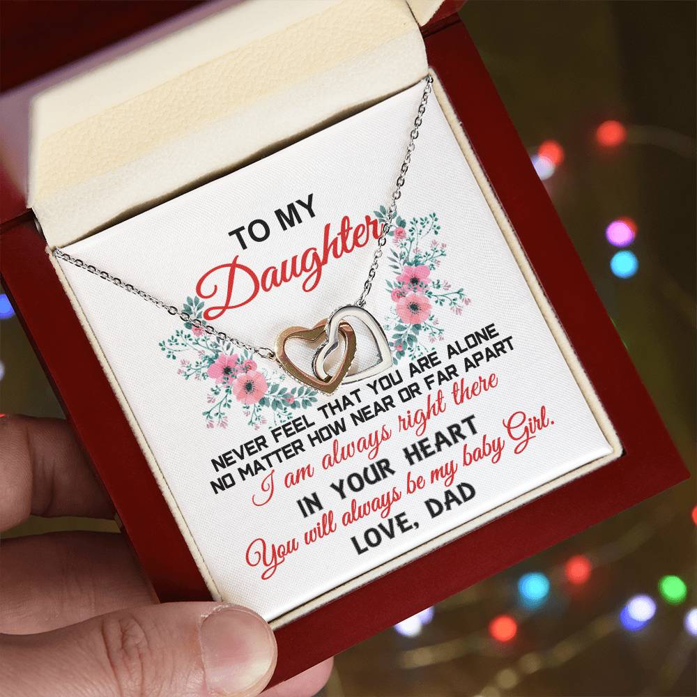 To My Daughter - Love Dad Interlocking Hearts Necklace