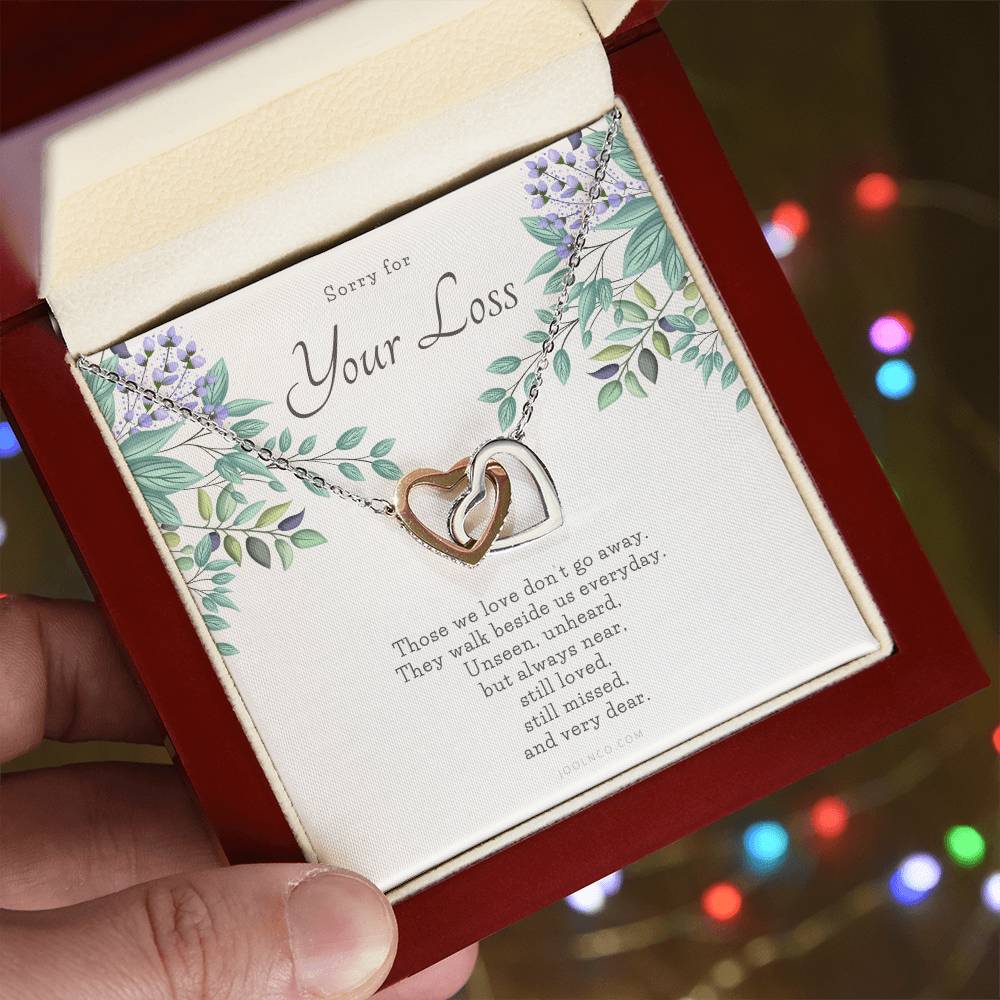 Loss Of Loved One Necklace Loss Of Mother Gift Loss Of Father Gift Sorry For Your Loss Sympathy Gift Sterling Silver Pet Loss Gift Interlocking Hearts Necklace