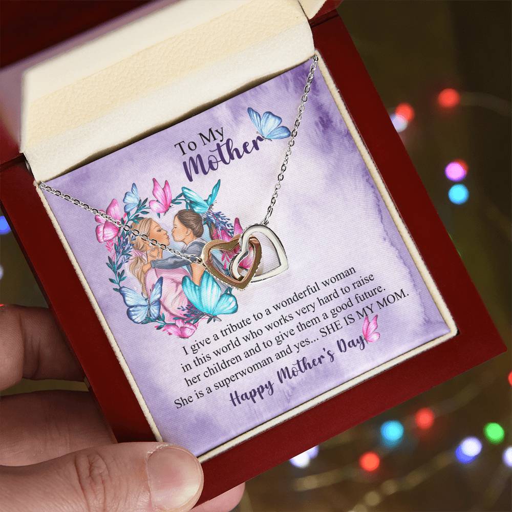 Happy Mother'S Day - Best Mom Mother'S Day Two Hearts Pendant Gift Interlocking Hearts Necklace