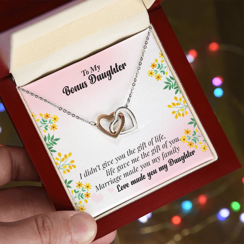 To My Bonus Daughter Interlocking Hearts Necklace
