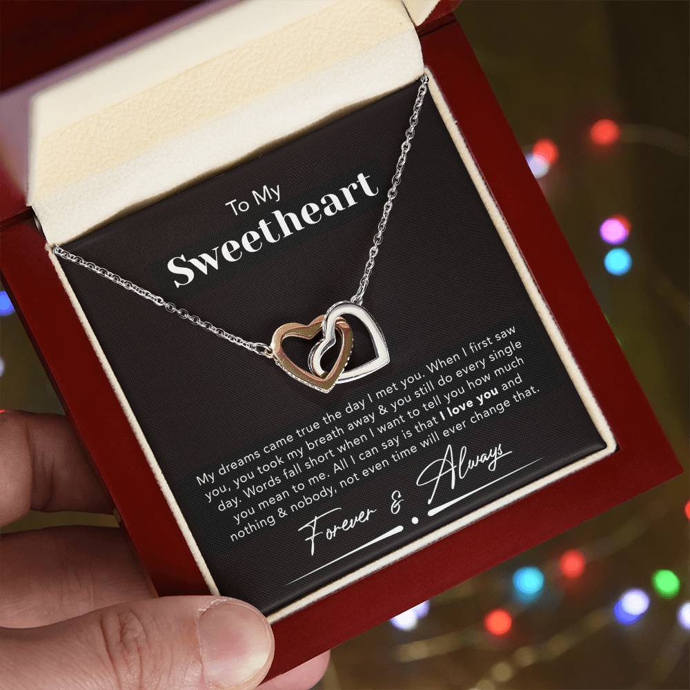 To My Sweetheart Two Hearts Necklace Interlocking Hearts Necklace