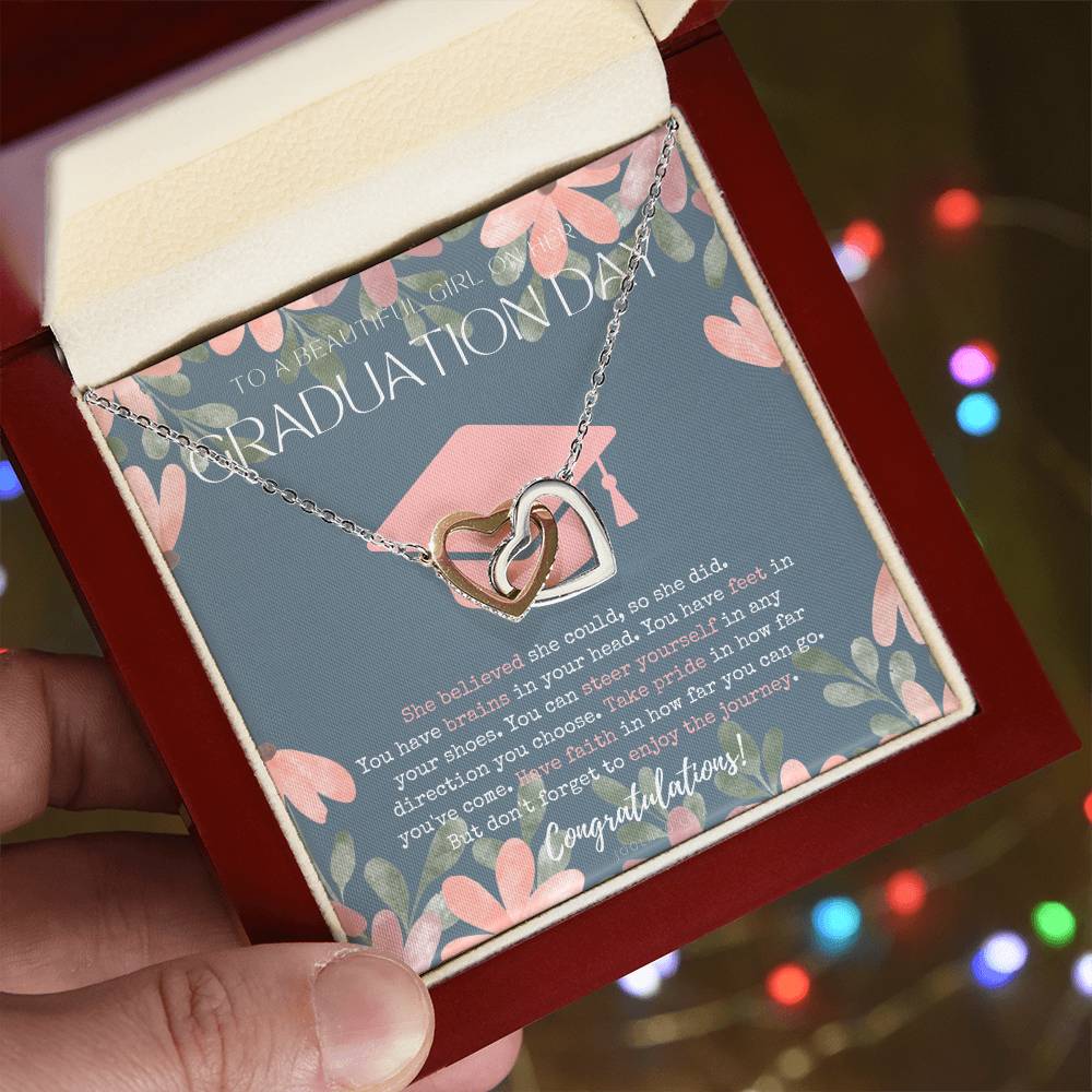 Graduation Gift Necklace For Daughter College Graduation Gift For Her High School Senior Graduation Mba Phd Master Class Of 2021 Interlocking Hearts Necklace