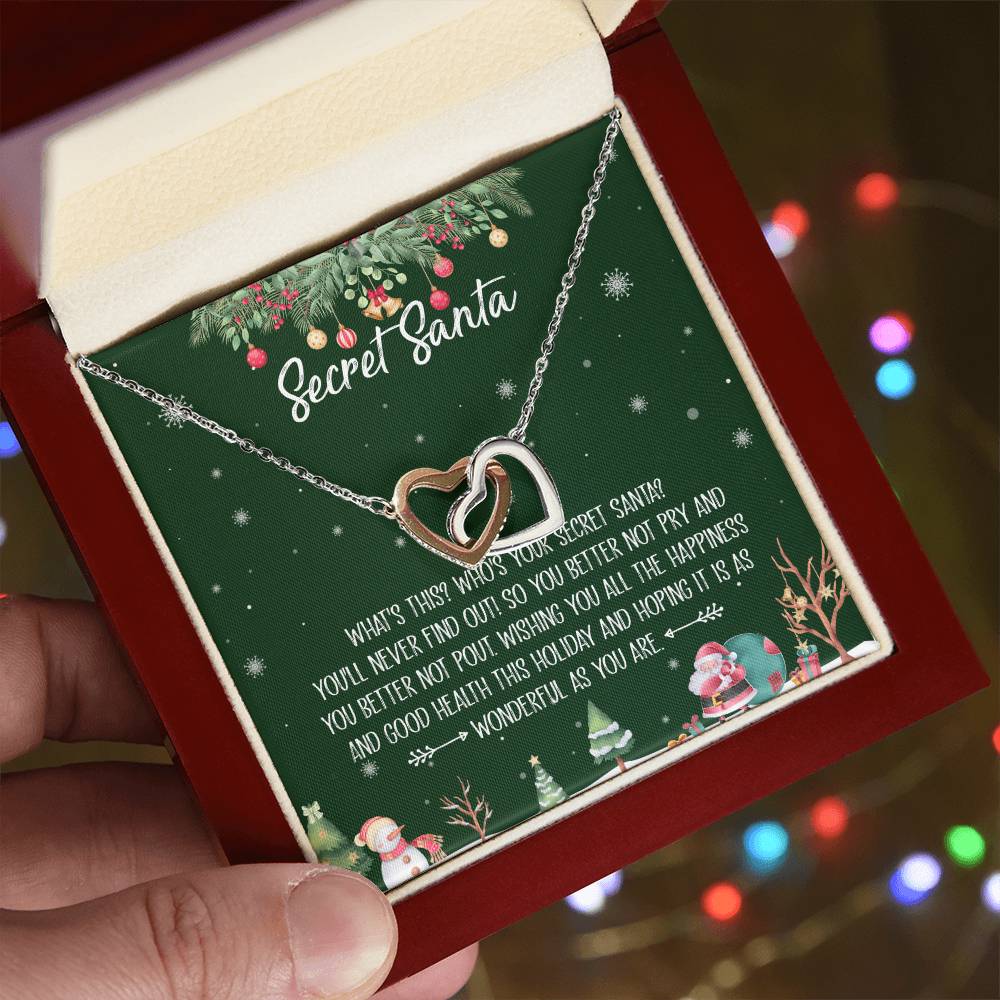 Secret Santa Interlocking Hearts Necklace Message Card