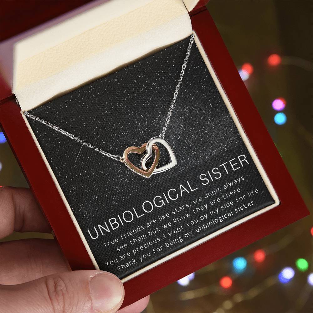Unbiological Sister Necklace Soul Sister Sorority Sister Sister In Law Necklace Interlocking Hearts Necklace