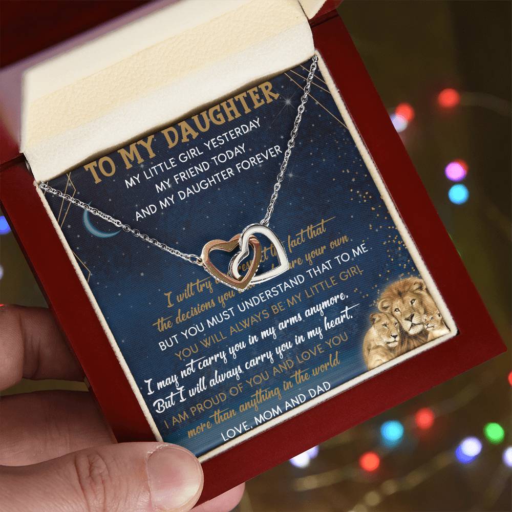 To My Daughter Interlocking Hearts Necklace Message Card