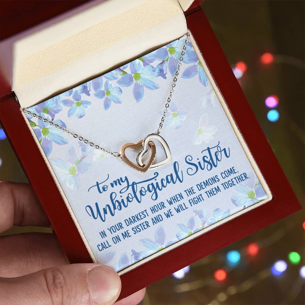 Unbiological Sister Soul Sister Big Little Sorority Sister In Law Step Sister Best Friend Gift Interlocking Hearts Necklace