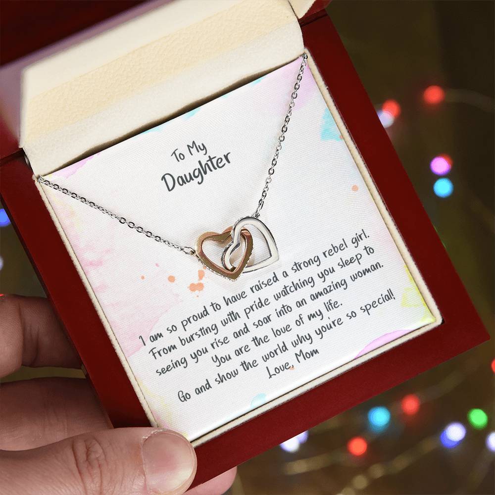 Daughter My Rebel Girl - Hearts Necklace Interlocking Hearts Necklace